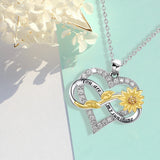 S925 Heart Sunflower Pendant with Diamond Accents
