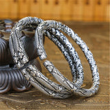 S999 National Style Retro Solid Silver Bracelet for Women and Men