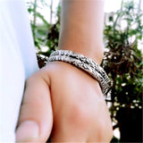 S999 National Style Retro Solid Silver Bracelet for Women and Men