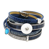Rhinestone Pattern Leather Bracelet for 18MM Snap Button Jewelry