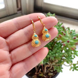 Turquoise Earrings Silver Inlaid Gourd Chinese Retro Charm Women's Jewelry