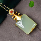 Silver Hetian sapphire pendant with ruby zircon, women's jewelry