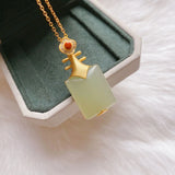 Silver Hetian sapphire pendant with ruby zircon, women's jewelry