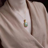 Silver Hetian sapphire pendant with ruby zircon, women's jewelry