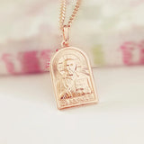 St. Nicholas Pendant 585 Rose Religious Necklace Men Jewelry