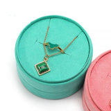 Colorful Round Flannelette Ring Pendant Storage Box 8x8x3.5cm
