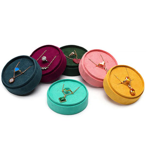 Colorful Round Flannelette Ring Pendant Storage Box 8x8x3.5cm