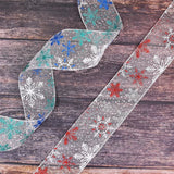 10Yards 6.3cm Blue/Red Snow Shape Bowknot Christmas Ribbon