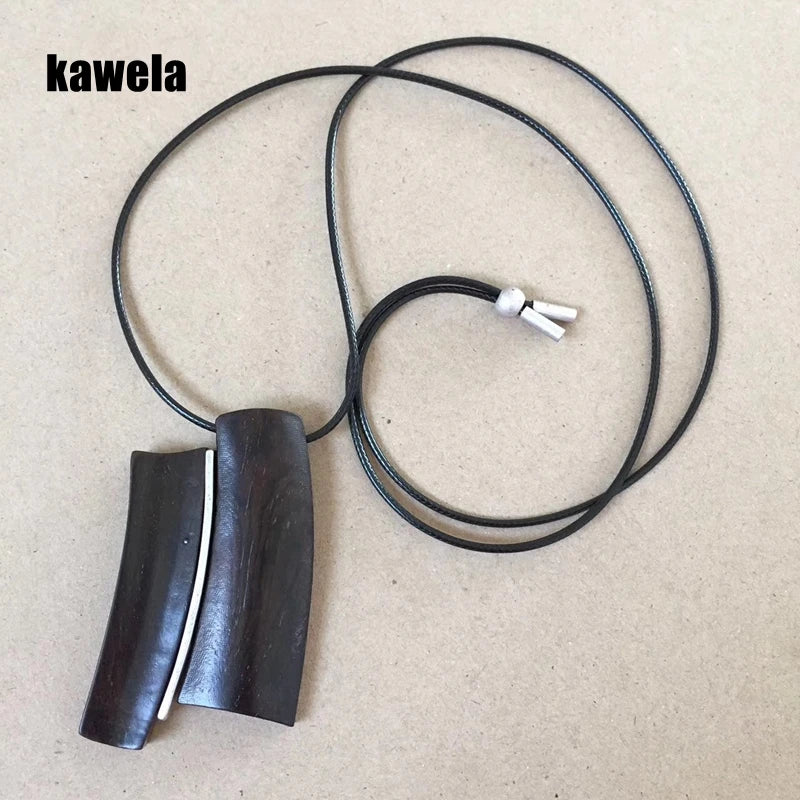 Sandalwood Pendant Necklace with Wooden Rope