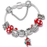 Santa Dangle Charm Bracelet Red Snowman Beads Christmas Jewelry