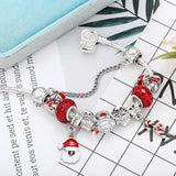 Santa Dangle Charm Bracelet Red Snowman Beads Christmas Jewelry