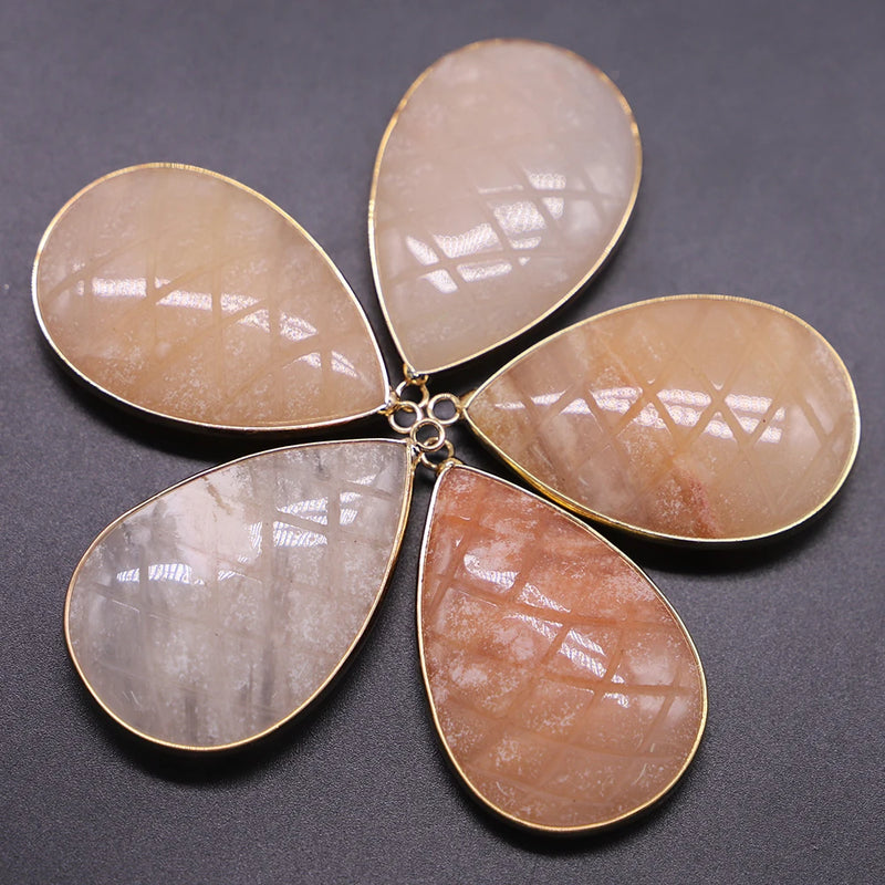 Natural Stone Pendants Water Drop for DIY Jewelry Making 5Pcs