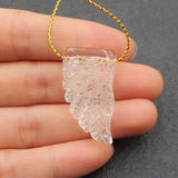 Natural Stone Quartz Carved Wing Pendant Bead 32x18x8mm