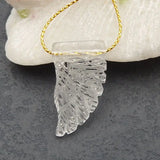 Natural Stone Quartz Carved Wing Pendant Bead 32x18x8mm