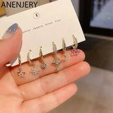 Star Moon Planet Hoop Earrings Set Long Earrings Gift S-E1283