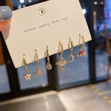 Star Moon Planet Hoop Earrings Set Long Earrings Gift S-E1283