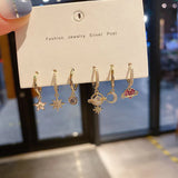 Star Moon Planet Hoop Earrings Set Long Earrings Gift S-E1283