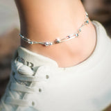 Sterling Silver Double Layer Anklet Sexy Foot Bracelet