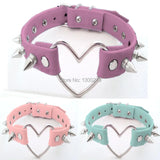 Harajuku Rock Collar Punk Goth Big Heart Stud Rivets Choker Necklace
