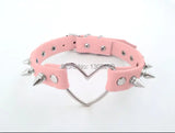 Harajuku Rock Collar Punk Goth Big Heart Stud Rivets Choker Necklace
