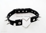 Harajuku Rock Collar Punk Goth Big Heart Stud Rivets Choker Necklace