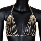 Hollow Rhinestone Bra Chest Chain for Women
