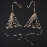 Hollow Rhinestone Bra Chest Chain for Women