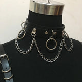 Sexy PU Leather Necklace Metal Chain Tassel Female Accessories