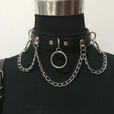 Sexy PU Leather Necklace Metal Chain Tassel Female Accessories