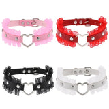 Sexy Harajuku PU Leather Heart Pendant Choker Necklace