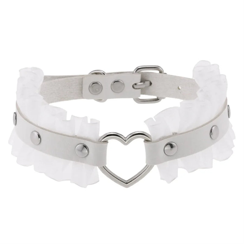 Sexy Harajuku PU Leather Heart Pendant Choker Necklace