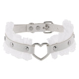 Sexy Harajuku PU Leather Heart Pendant Choker Necklace