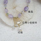 Shell Handbag Bracelet Micro Inlaid Amethyst Pearl Candy Stone Jewelry