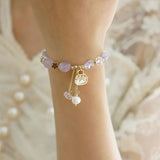 Shell Handbag Bracelet Micro Inlaid Amethyst Pearl Candy Stone Jewelry