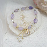 Shell Handbag Bracelet Micro Inlaid Amethyst Pearl Candy Stone Jewelry