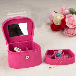 Velvet Mirrored Storage Case Jewelry Box Ring Necklace Display Holder