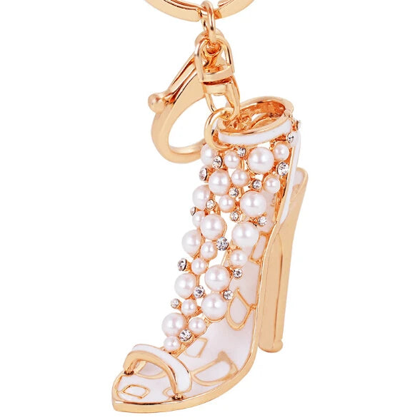 Crystal High Heels Shoes Keychain Women Alloy Handbag Car Chains Holder