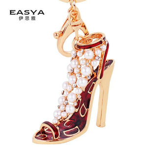 Crystal High Heels Shoes Keychain Women Alloy Handbag Car Chains Holder