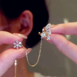 Zircon Butterfly Ear Clip Earrings Non Piercing Ear Cuff Ear-hook