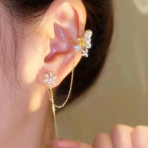 Zircon Butterfly Ear Clip Earrings Non Piercing Ear Cuff Ear-hook