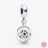 925 Silver Compass Dangle Charms for Bracelet DIY Jewelry