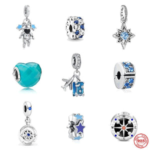 925 Silver Compass Dangle Charms for Bracelet DIY Jewelry
