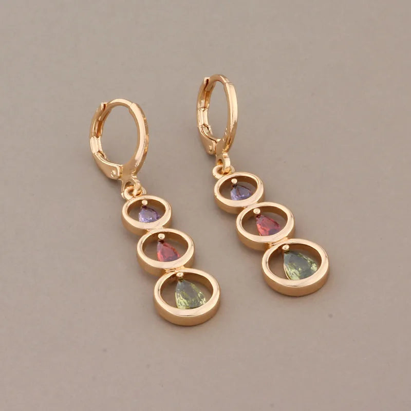 Colorful Zircon Earrings & Pendants Set for Bride - Wedding Jewelry