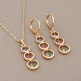 Colorful Zircon Earrings & Pendants Set for Bride - Wedding Jewelry