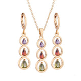 Colorful Zircon Earrings & Pendants Set for Bride - Wedding Jewelry