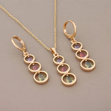 Colorful Zircon Earrings & Pendants Set for Bride - Wedding Jewelry