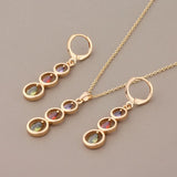 Colorful Zircon Earrings & Pendants Set for Bride - Wedding Jewelry