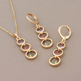 Colorful Zircon Earrings & Pendants Set for Bride - Wedding Jewelry