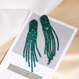 Rhinestone Drop Earrings Tassel Crystal Dangle Earring Brincos Jewelry