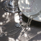 Crystal Butterfly Necklace Multilayer Pearl Chain
